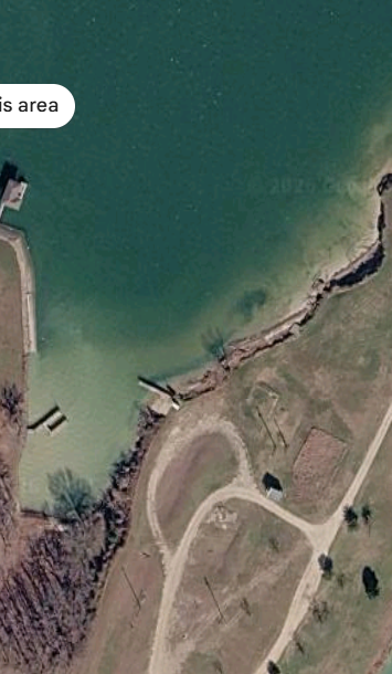 Satellite View of Protected Cove, Boat Ramp and Dock